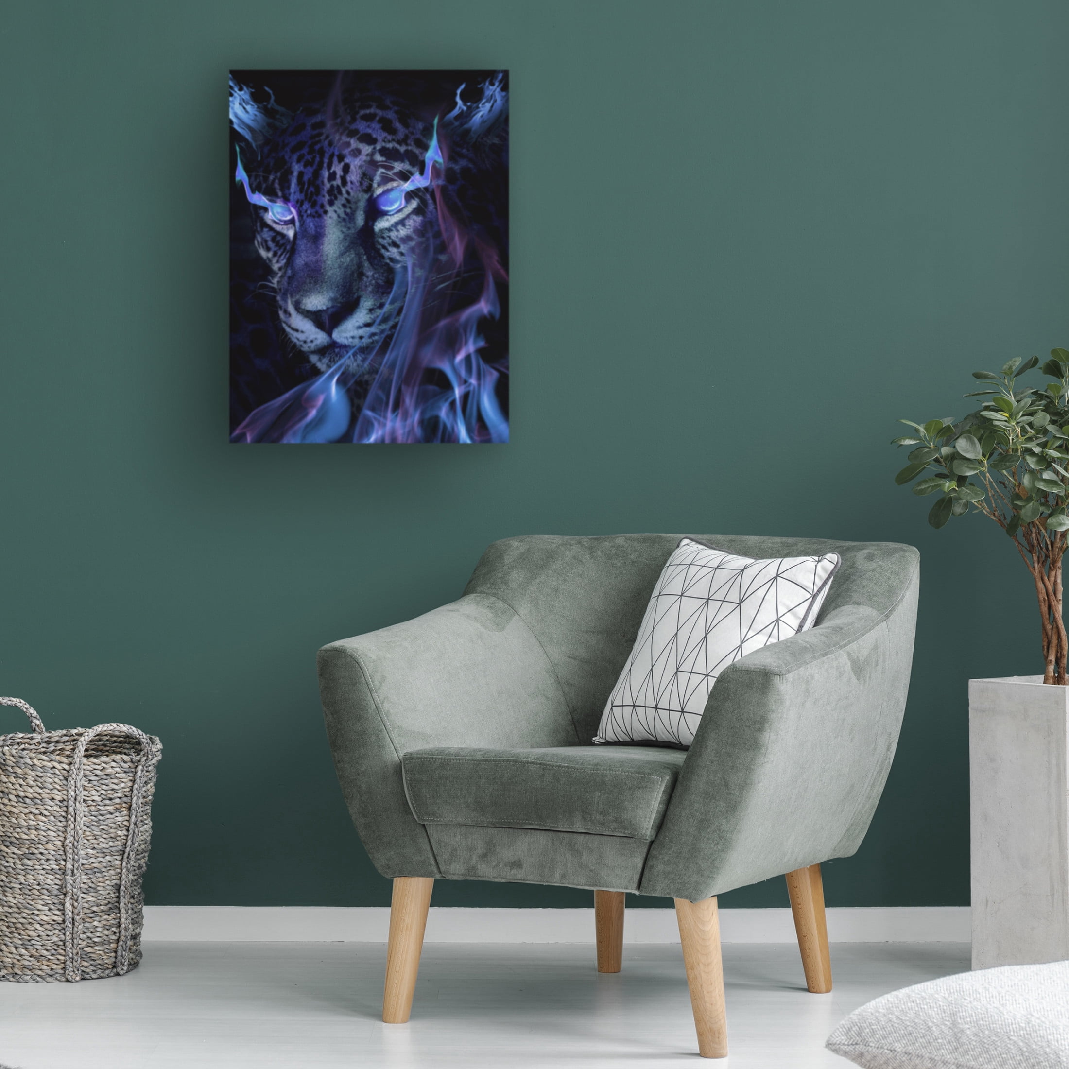 Canvas Wall Art - Al Barizi 'Mystical Tiger Darkness' Wall Art for Living Room, Bedroom, or Office D?cor by Trademark Fine Art - 35 x 47 Inches