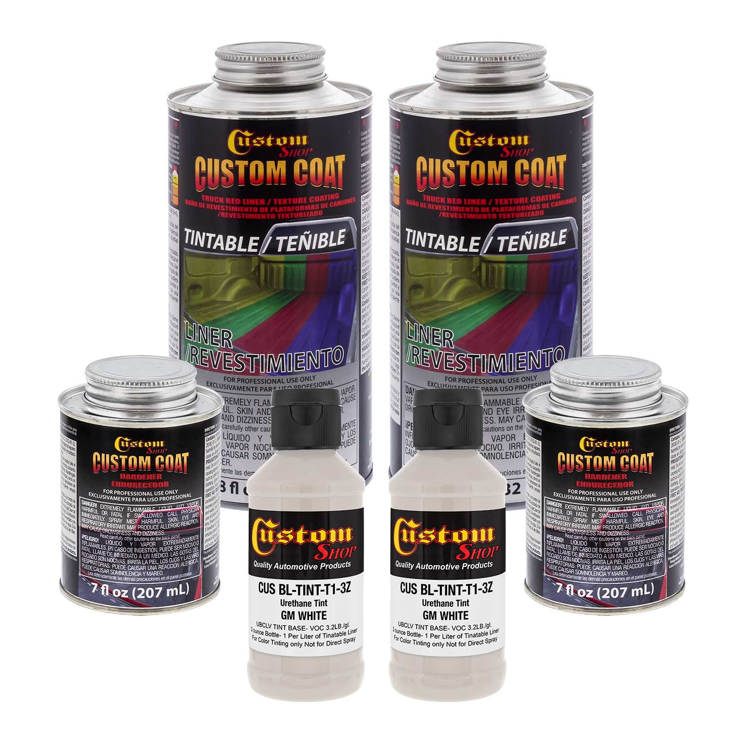 Custom Coat GM WHITE 0.43 Gallons Urethane SprayOn Truck Bed Liner Kit