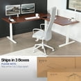 thumbnail image 3 of VIVO Electric 77" x 71" Corner Desk, Dark Walnut Table Tops, White Frame, 3 of 8