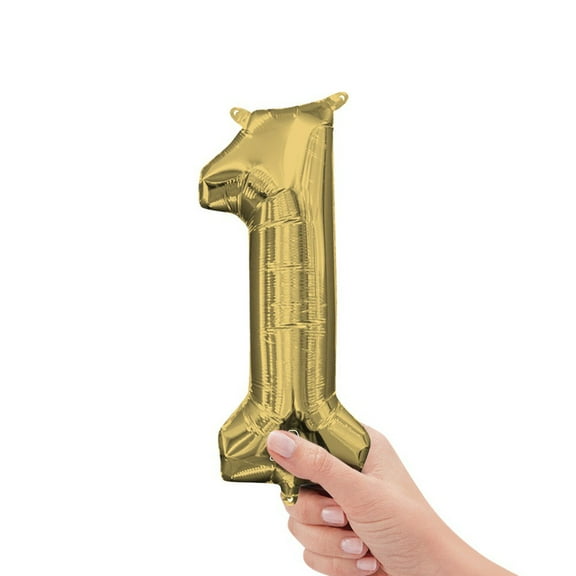 16 inch Number 1 - Anagram - White Gold (Air-Fill Only) Foil Mylar Balloon - Party Supplies Decorations