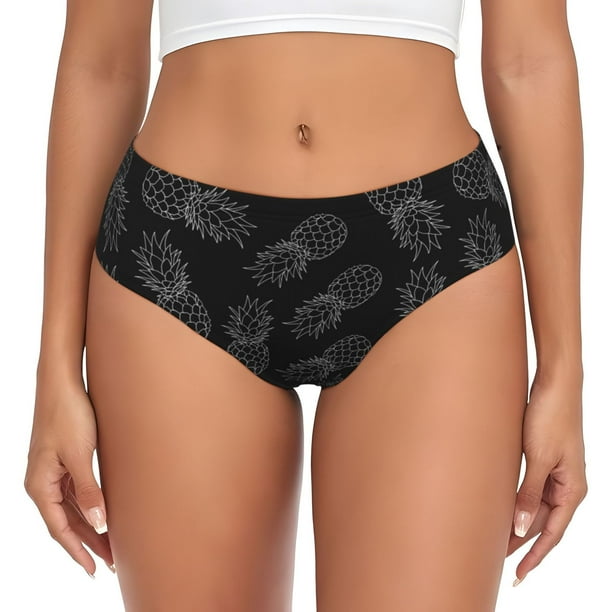 Fotbe White Pineapples Calzones Estampados para Mujer – Ropa Interior de Algodón, Cómoda, Suave y Elástica-Large