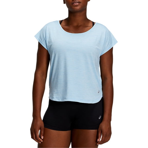 ASICS Womens Stripe Basic T-Shirt, Blue, Medium