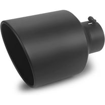 LCGP 5" Inlet 10" Outlet 15" Long Rolled End Angle Cut Bolt On Exhaust Tip Tail Pipe,Black Powder Coated.