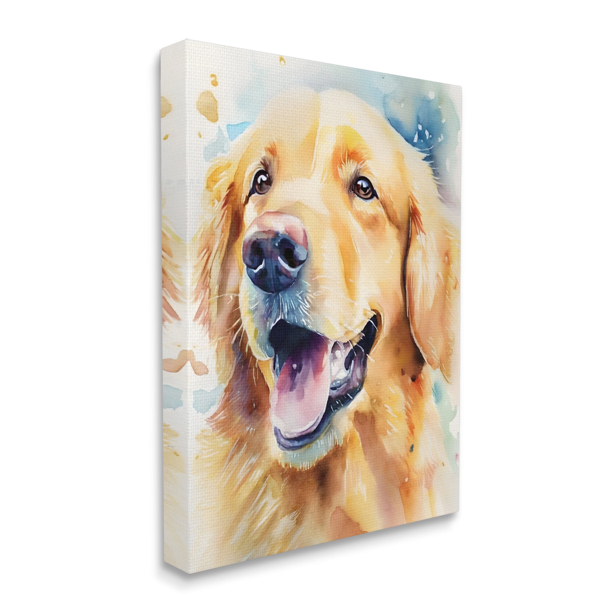 Stupell Industries Happy Retriever Portrait Animals & Insects Painting Gallery Wrapped Canvas Art Print Wall Art, 24 x 30