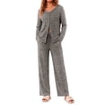 thumbnail image 2 of Weekease Two Piece Pajama Sets for Women V Neck Button up Tops Drawstring Pants Casual Lounge Set with Pockets, 2 of 8