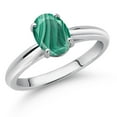 thumbnail image 2 of Gem Stone King 10K White Gold Green Malachite Solitaire Engagement Ring for Women (2.00 Cttw, Oval 8X6MM, Gemstone Birthstone, Available in Size 5, 6, 7, 8, 9), 2 of 4