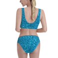 thumbnail image 3 of Daiia Blue Glitter printed 2 piece Swimsuit Bikinis for Women High Waisted Racerback Bathing Suits Summer Tummy Control Scoop Neck Swimwear-Large, 3 of 8