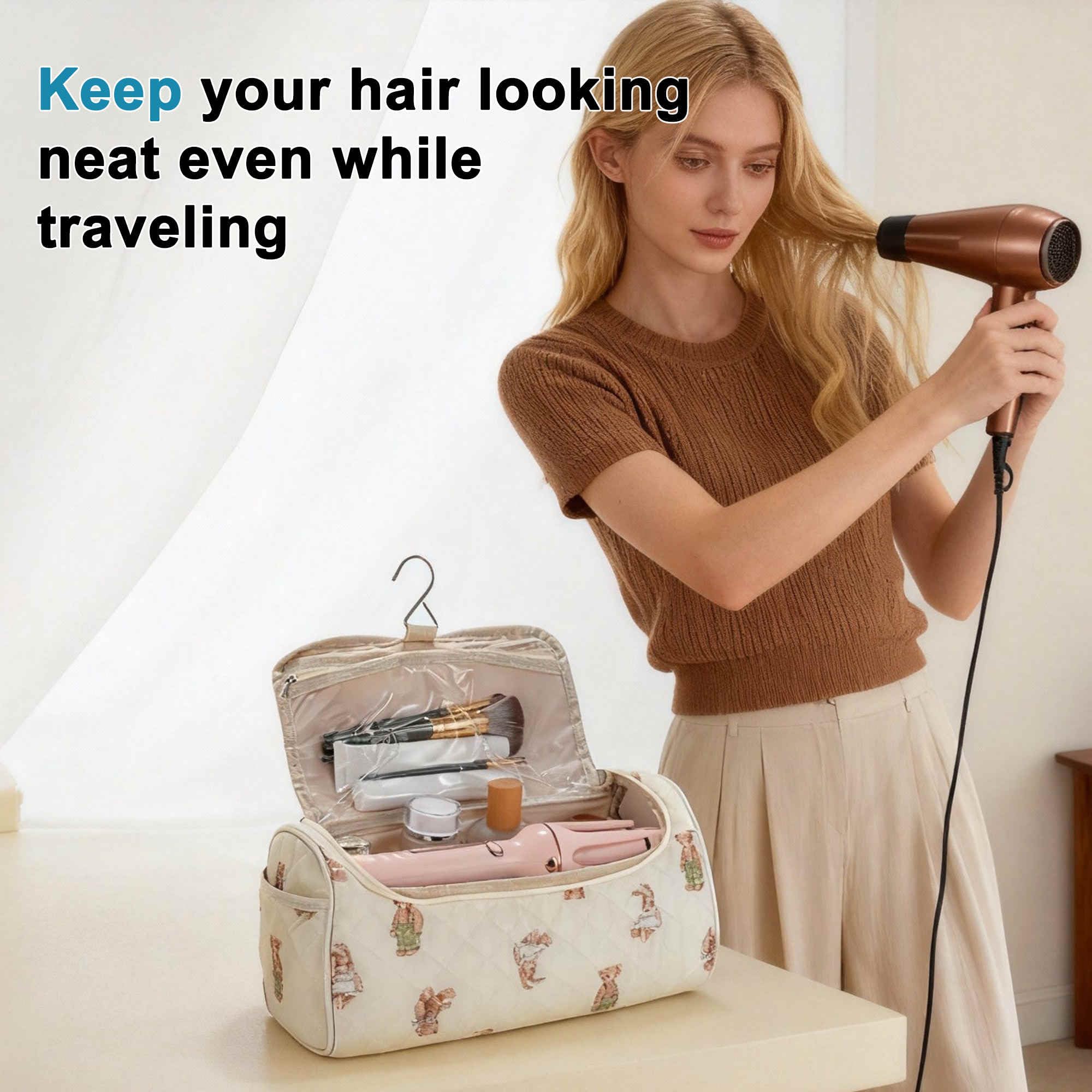Soda Candy Quilted Hair Tools Travel Bag Cotton Cosmetics – picture 8