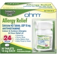 thumbnail image 6 of (3 pack) Ohm 24-Hour Antihistamine Cetirizine HCl 10 mg Tablets, 30 Count – All-Day Allergy Relief for Itchy Eyes, Runny Nose, Hay Fever, Pollen, and Indoor & Outdoor Allergies, 6 of 7