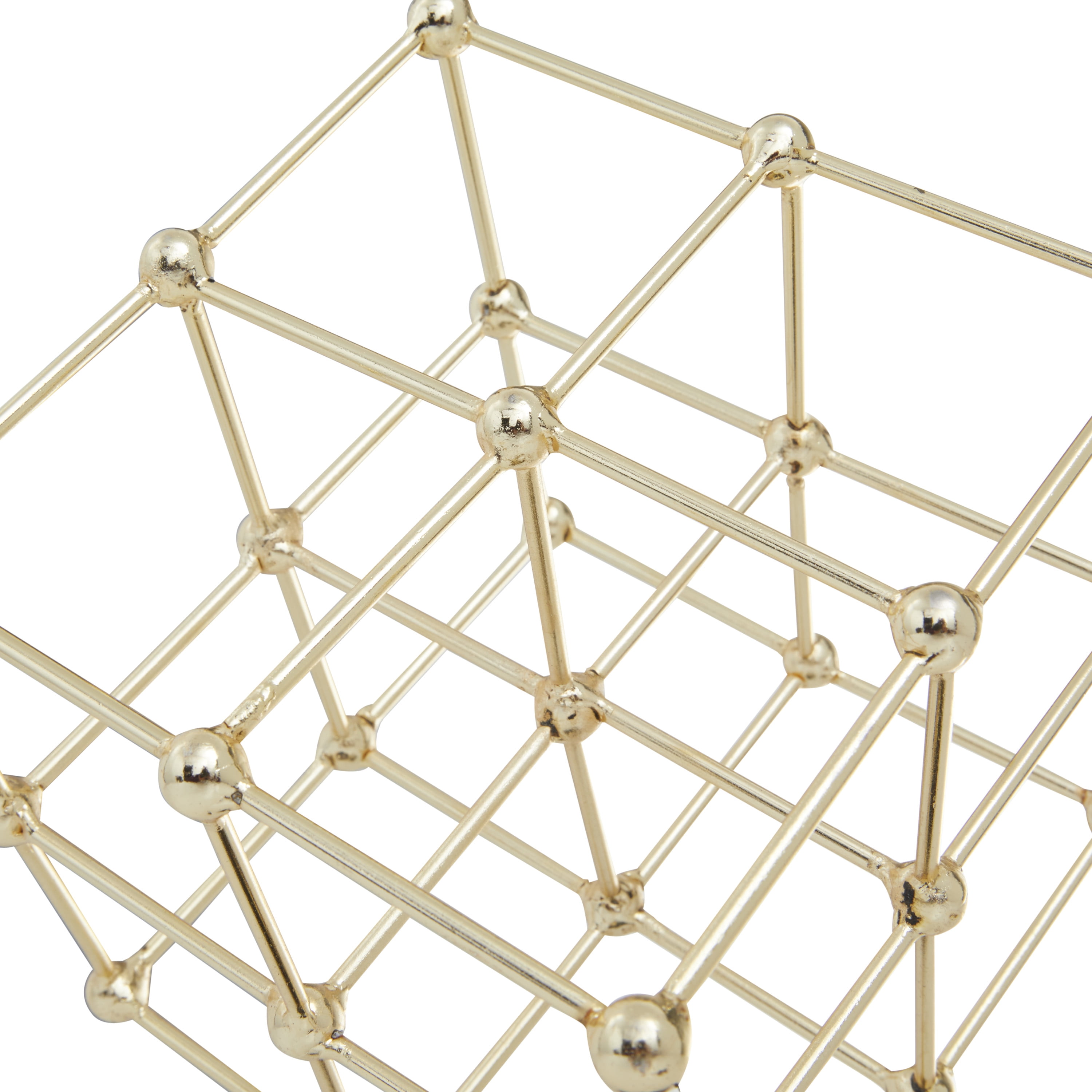 9" x 12" Gold Marble Geometric Sculpture with Black Base, by DecMode
