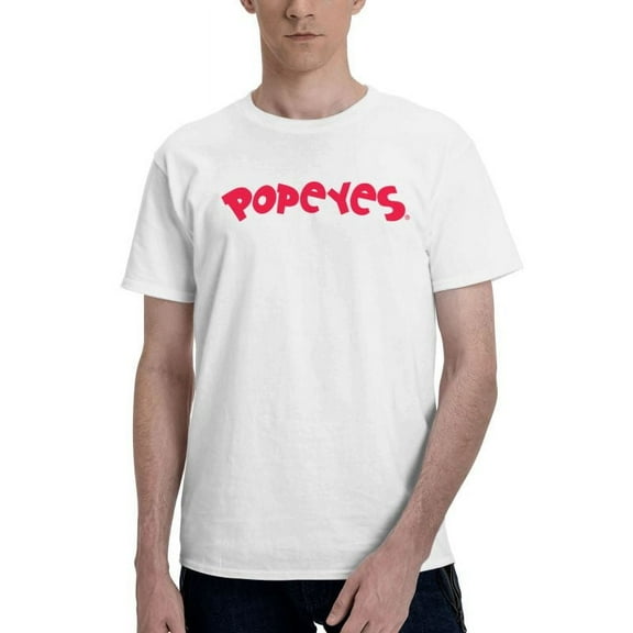 Popeyes Logo Men'S Basic Short Sleeve T-Shirt Fashion White Xx-Large