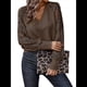 thumbnail image 1 of Camisas de Larga para Mujer, Blusas de Encaje con Cuello en V, Blusas Informales de Negocios, Conjuntos de Moda de Otoño, Ropa Marrón Oscuro L, 1 of 7