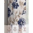 thumbnail image 6 of Navy Indigo Florals Semi Sheer Curtains 54 Inch Length 2 Panels Set, Farmhouse Botanical Peonies Leaves Sheer Kitchen Curtain Privacy Voile Window Curtain for Living Room Bedroom Rod Pocket Drapes, 6 of 8