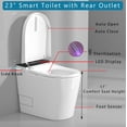 thumbnail image 5 of WinZo Rear Outlet Smart Toilet With Bidet, Back Flush Auto Open, Auto Flush, Instsant Heated Seat, Warm Water and Dryer, LED Night Light for Basement Bathrooms (White, 23"D x 14"W x 18.5"H), 5 of 5