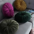 thumbnail image 3 of Home 15" Round Throw Pillow - Handcrafted Pumpkin Velvet Home Decorative Back Pillow Cushion for Chair Couch Sofa Bed, 3 of 7