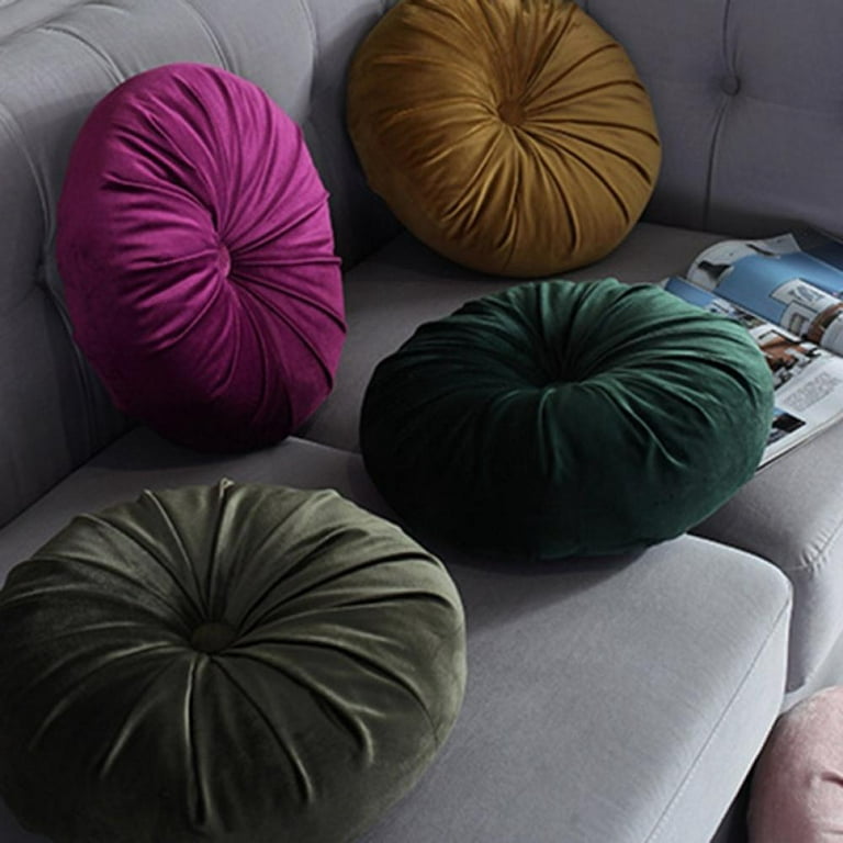 15 Round Throw Pillow Cashmere Home Decoration Pleated Cushion For Couch Chair Bed Car Emerald Green Size 38
