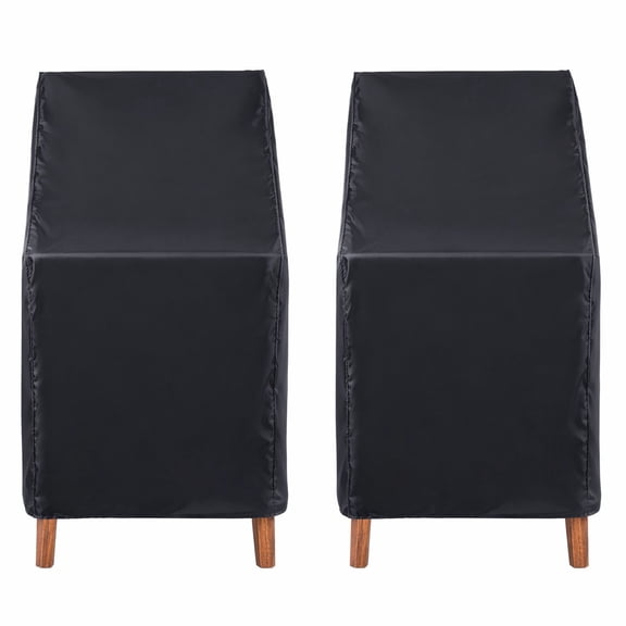 stcellnmex 2 Pcs Black Patio Chair Cover Outdoor Chair Cover 210D Oxford Cloth Waterproof Stacking High Back Patio Furniture Protection with Storage Bag 25 x 25 x 47 Inch