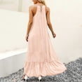 thumbnail image 4 of QIPOPIQ Robes pour Femmes Robe Évasée à Étages Manches Courtes Tendance Ourlet Haut-Bas à Volants Robe d'Été Robe Maxi Bretelles Spaghetti Unie Fluide Plage Longue Robe Offres 2023, 4 of 9