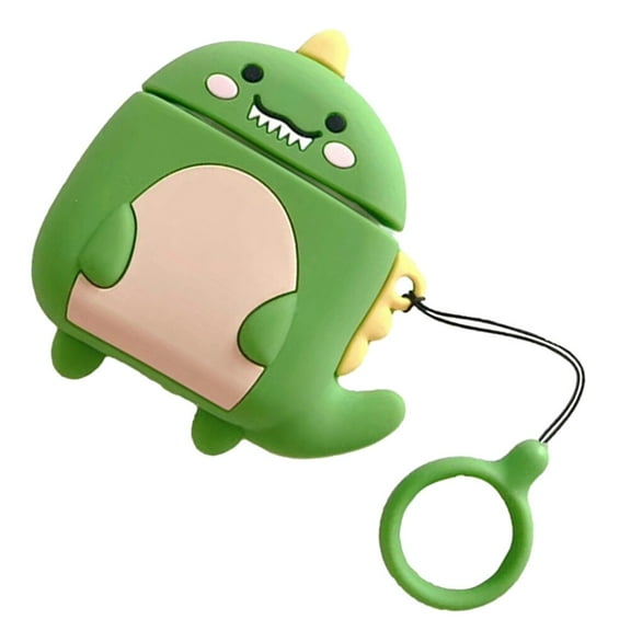 IDEANATEGRATE Cartoon Green Silicone Earbuds Case for Back to School, 1 Set, Durable Protective Cover with Simple Style