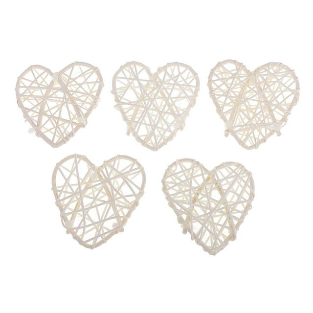 5 bolas de mimbre de ratán para centros de mesa de boda, en forma de ellas Corazon Beige 5 Piezas