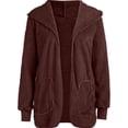 thumbnail image 4 of Daeful Manteau à Capuche Manches Longues Veste Femme Cardigan Décontracté Café TP, 4 of 6