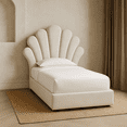 thumbnail image 3 of Cama Individual Shell Tapizada en Terciopelo Color Hueso Cabecera Decorativa Moderna Artdejol, 3 of 6