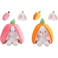thumbnail image 2 of Conejito de peluche reversible de fresa y zanahoria, 2 juguetes de peluche de conejito, almohada de peluche de conejo de Pascua con cremallera, regalo suave y encantador para niños y niñas (2 piezas d, 2 of 4