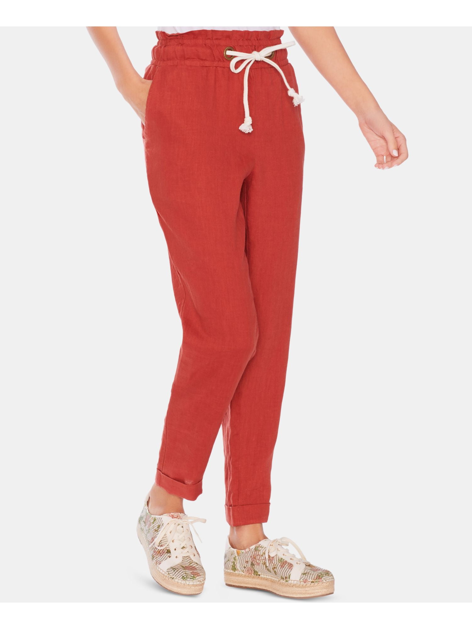 red straight leg pants