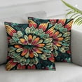 thumbnail image 3 of BANET Throw Pillow Cover Set of 2, Design Wavy Flowers Like Art, Decorative Square Covers for Couch Bed &amp; Sofa, Brown Green and Yellow 22x22in, 3 of 7
