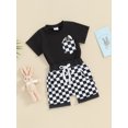 thumbnail image 4 of Musuos Baby Boys Shorts Set, 6 12 18 24M 3T Short Sleeve Crew Neck T-shirt with Plaid Shorts Summer Outfit, 4 of 10