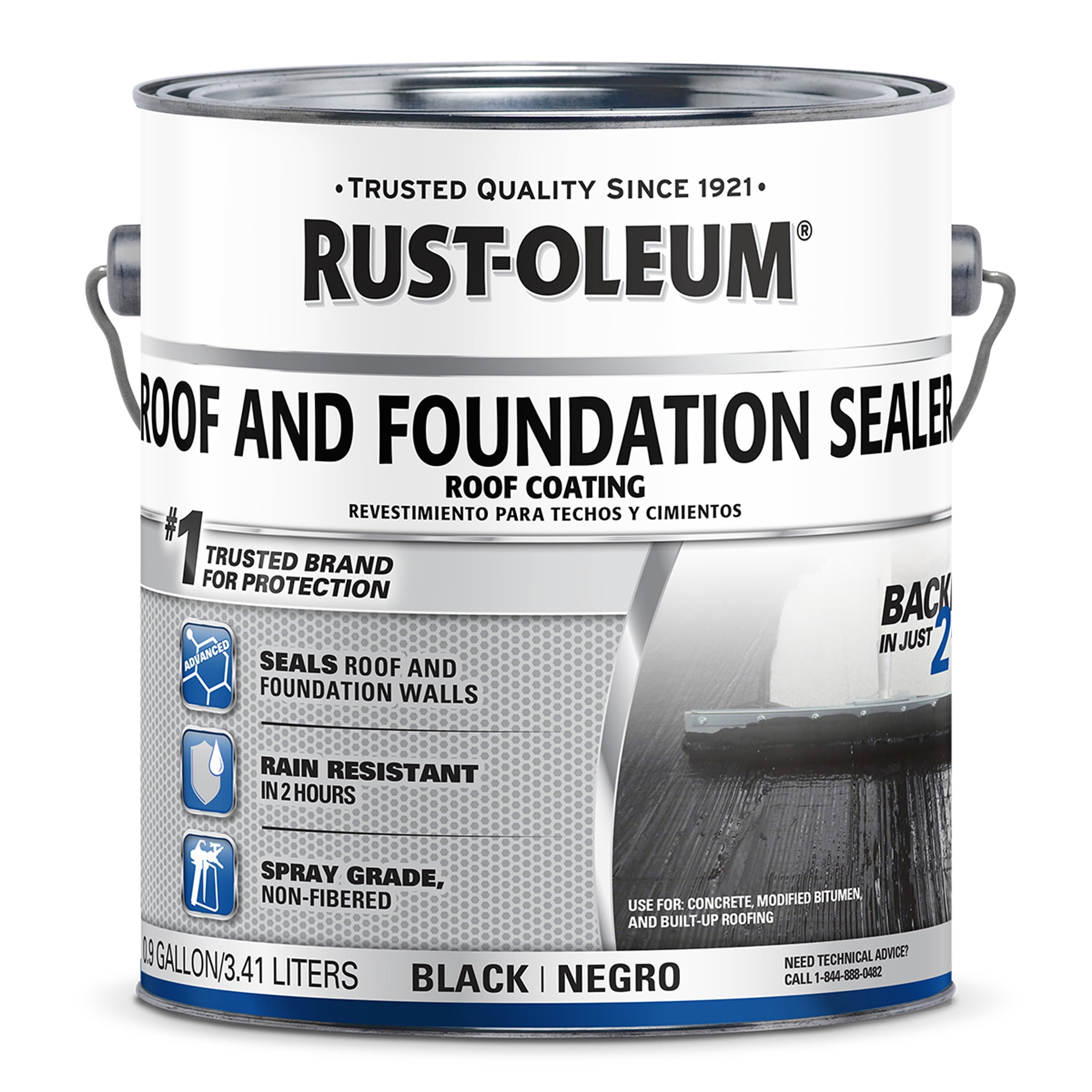 2 Pack, Black, Rust-Oleum Roof and Foundation Sealer - 380598, 0.9 Gallon
