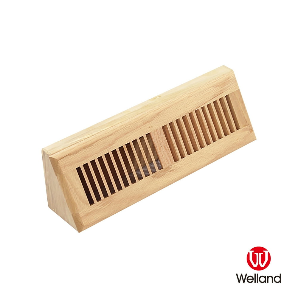 WELLAND 15" Wood Vent Floor Register Baseboard Diffuser, Unfinished Red