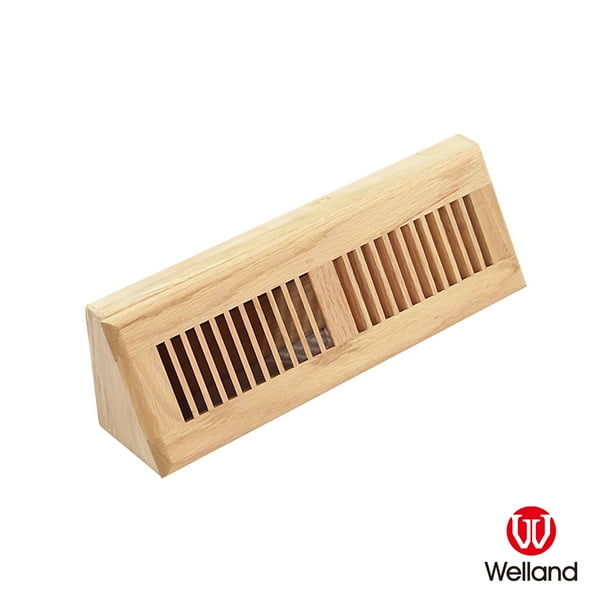 WELLAND 15" Wood Vent Floor Register Baseboard Diffuser, Unfinished Red
