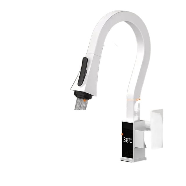 Digital Display Kitchen Faucet, Brushed 4 Functions Single Handle Pull Out Kitchen Sink Mixer Hot And Cold Water Taps ,Easy to Install