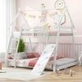 thumbnail image 2 of Costway Lit Superposé Simple sur Grand en Forme de Maison avec Filets d'Escalade et Rampe Blanc, 2 of 10