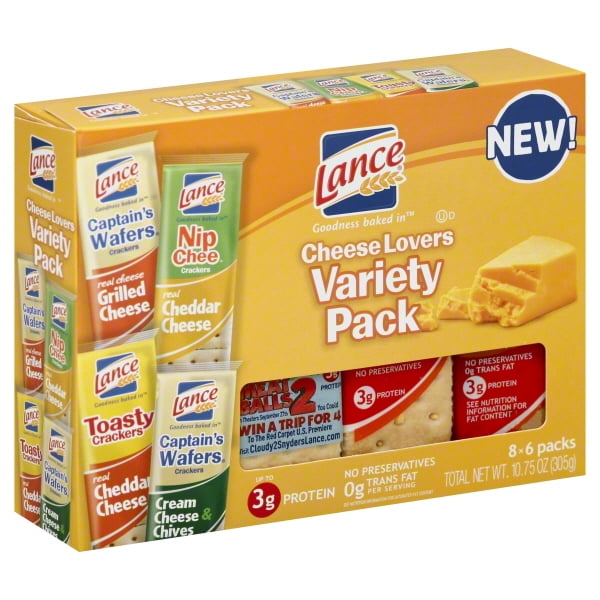 Lance Cheese Lovers Cracker Sandwich Variety Pack, 10.75 Oz., 8 Count
