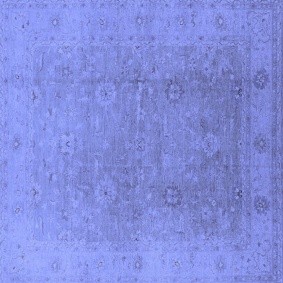 Ahgly Company Machine Washable Indoor Square Oriental Blue Industrial Area Rugs, 3' Square