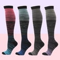 thumbnail image 4 of sunsanly 1 Pair Compression Stockings Comfortable Gradient Color Good Breathability High Elasticity Wear Resistant Foot Protector Moisture Absorption Men Women Knee High Sports Socks Daily Wear, 4 of 8