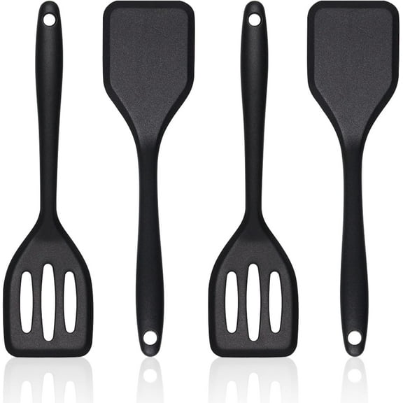 Small Silicone Serving Spatula Set of 4, Mini Silicone Spatula Turner for Kitchen Use, Small Spatulas for Egg, Steak, Pancake