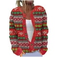 thumbnail image 2 of Up to 65 off!Lolmot Christmas Cardigan for Women Ugly Christmas Sweater Xmas Holiday Santa Claus Tree Snowman Open Front Knit Sweaters Outerwear, 2 of 3