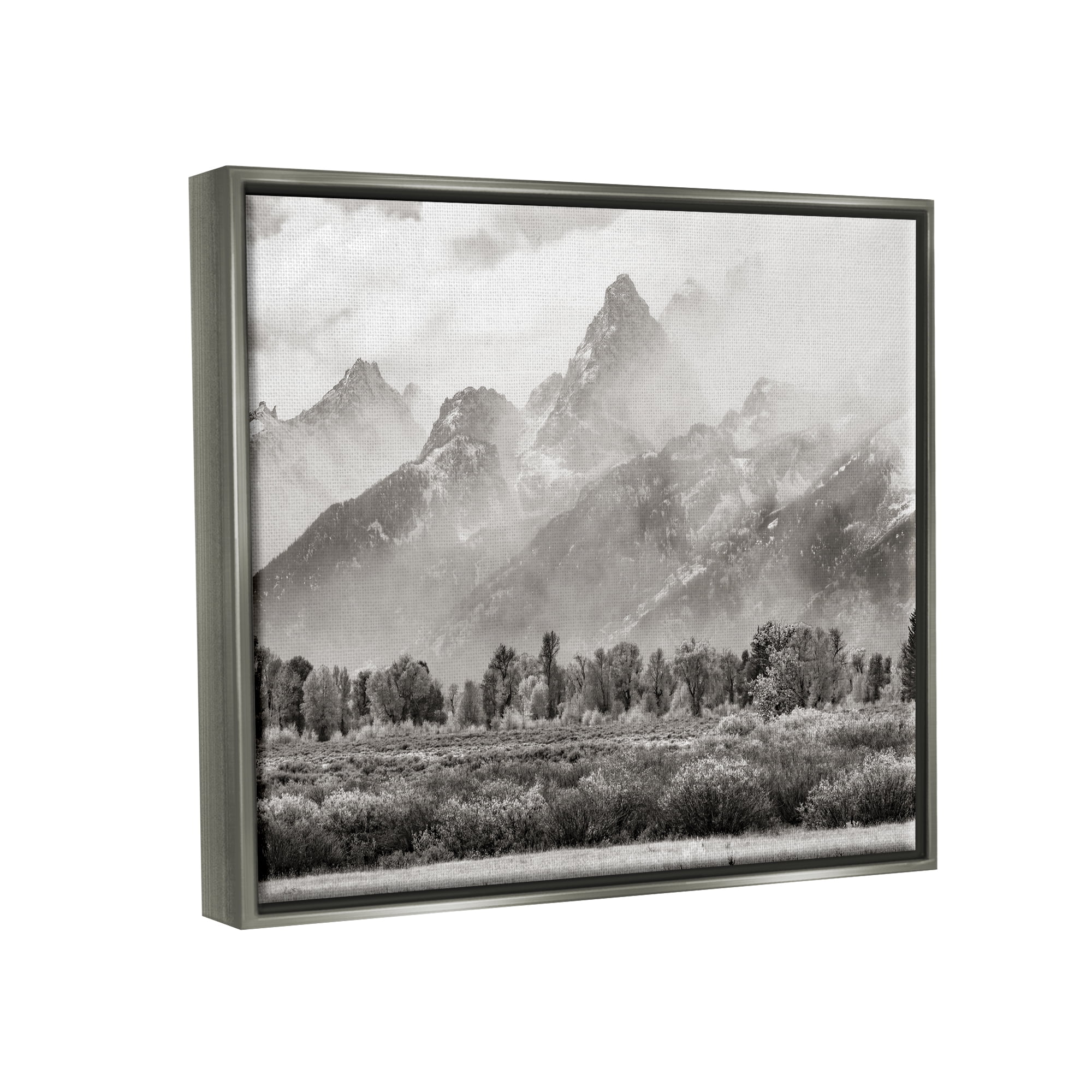 Stupell Industries Foggy Mountain Peaks Landscape Landscape Photography Gray Floater Framed Art Print Wall Art