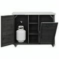 thumbnail image 6 of Euroco 78.3" Outdoor Kitchen Island with Foldable Grill Table, Wooden Outdoor Grill Cart with Trash Can Storage & Stainless Steel Top, Outdoor Bar Cart, Pizza Oven Table, 6 of 13