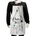 thumbnail image 1 of Indie Kids Apron, Boho Style Arrows Triangle Shape Dream Hand Writing Feathers, Boys Girls Apron Bib with Adjustable Ties for Cooking Baking Painting, Black White Pink, by Ambesonne, 1 of 2