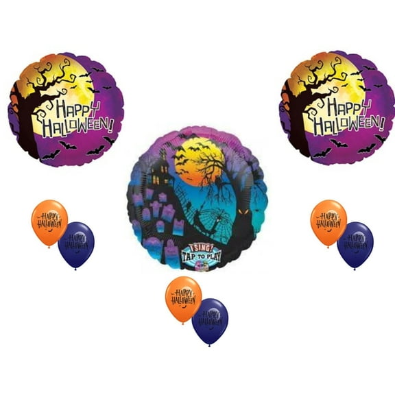 Halloween Silhouette Tap & Play Party Balloons Decorations Haunted Pumpkin Bats
