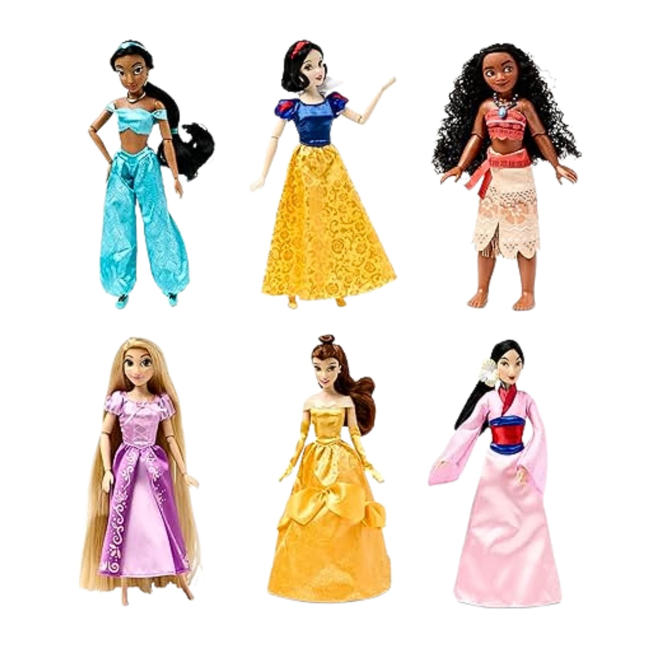 Disney Princess Classic Doll Gift Set, 11-inches Dolls, Accessories with Molded Details, Fully Posable Toy, Classic Outfit Princess Toys for Girls, 11 Dolls Pack