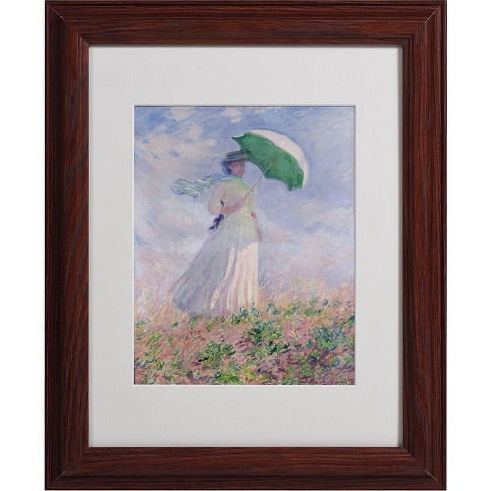 Trademark Fine Art "Woman With a Parasol" Matted Framed Canvas Art by Claude Monet
