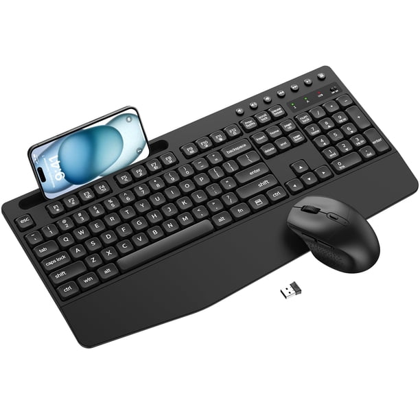 Combo de teclado y ratón inalámbricos ULSOU con reposamanos