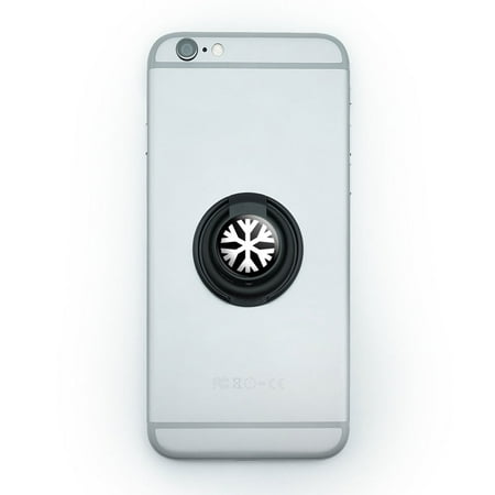 Snowflake - Low Temperature Symbol - White on Black Mobile Phone Ring Holder