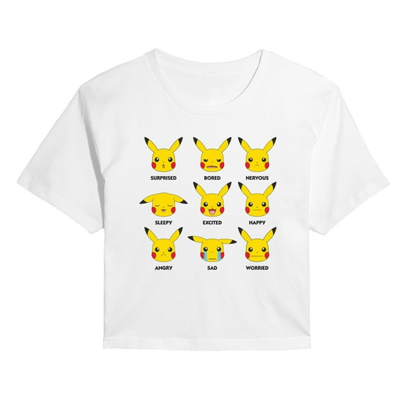Pokémon - Moody Pikachu - Juniors Cropped Graphic T-Shirt