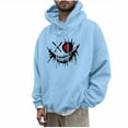 thumbnail image 2 of Aobny Lightweight Men Hoodie Light Blue Graphic Sweatshirts Anime Hooded Pullover Beach Tops,S, 2 of 5